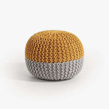 Mustard and Grey Pouf 50 cm