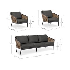 Sofa Set With Cushion 5 Seats - Grey