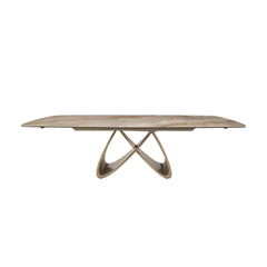 Extension Table 180(+40+40)x100x76– Grand Jade Ceramic Gloss & Golden Champagne