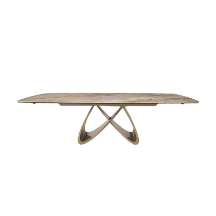 Extension Table 180(+40+40)x100x76– Grand Jade Ceramic Gloss & Golden Champagne