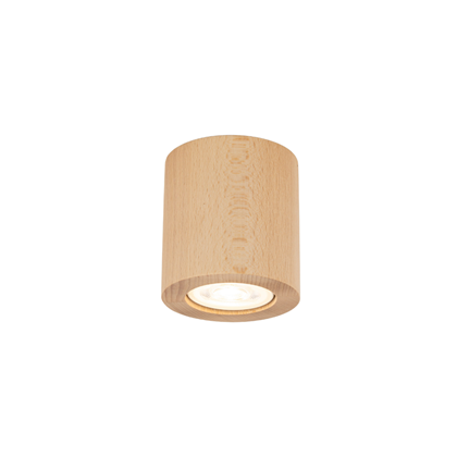 Surface-Mounted Wooden Tube Spotlight GU10 - Beech Finish