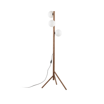 Floor Lamp 3 Lights Round White/Nut