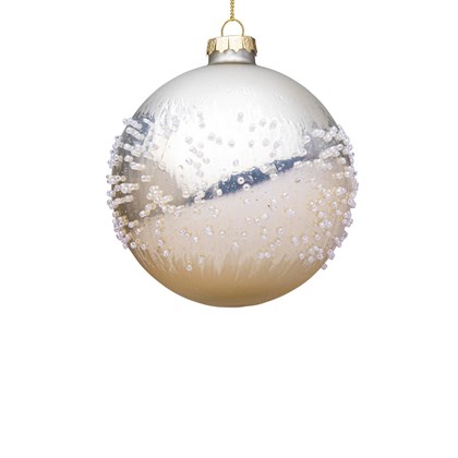 Adorn Champagne White Glass Ball 8cm