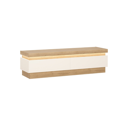 TV Unit 2 Shelves – Riviera Oak Light & White High Gloss