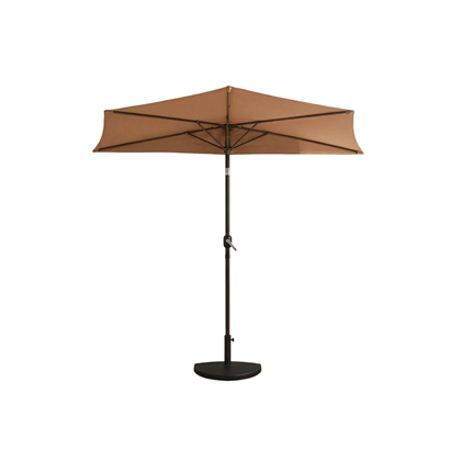 Set Steel Half Umbrella 2.7m Light Brown & Dark Grey Base with Black Half Base