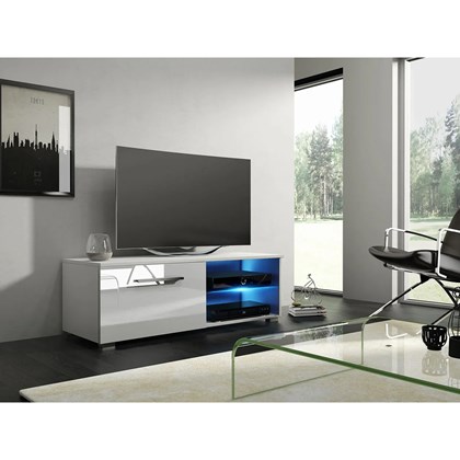 TV Unit Moon White Gloss Led 100cm