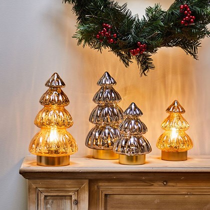 Xmas Tree with LED H 28.5 cm Glass Transparent
