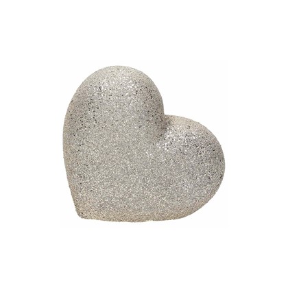 Glitter Heart 10 cm Porcelain Silver