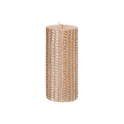 Gold Rose Cylindrical Candle 15h Chic Pink Wax