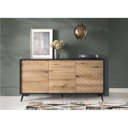 Sideboard 2 Doors 3 Drawers – Oak & Black