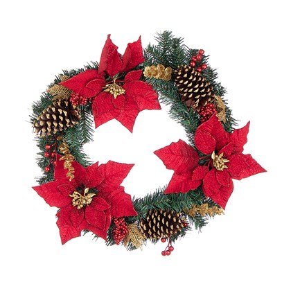 Josie Red Poinsettia Wreath D55