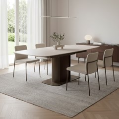 Extendable Ceramic Table – White Cave Stone & Walnut
