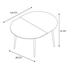 Dining table EXT 120-160x80x76cm oval Brown