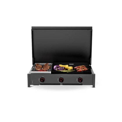 Plancha & Infrared Gas Grill Combo – Black