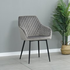 Dining Armchair - Light Grey Velvet