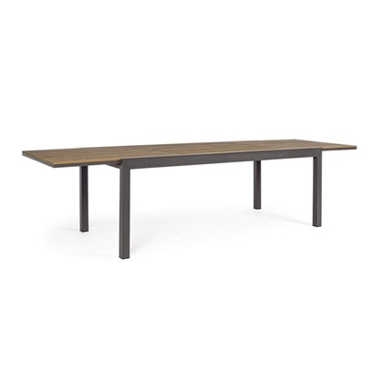 Grey Aluminium & Wooden Extendable Table 200-300x95