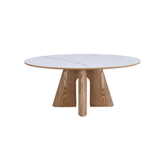 Dining Table – Matt White Marble & Natural Ash