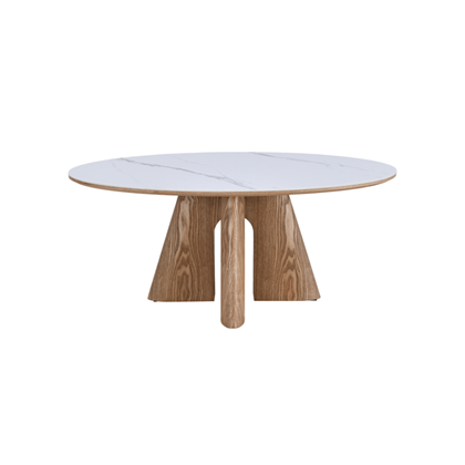 Dining Table – Matt White Marble & Natural Ash
