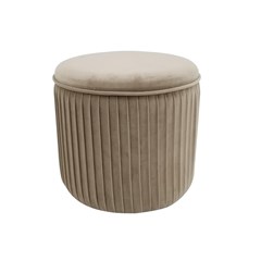 Round Storage Pouf  with Lid in Velvet Grey