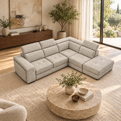 Gloria 3-Seater Corner Sofa – Light Grey