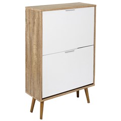 Shoe Cabinet with 2 Doors – White & Brown