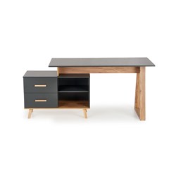 Office Desk With Drawer - Anthracite & Wotan Oak