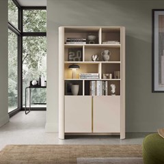 Bookshelf 4 Shelf & 2 Doors - Cashmere