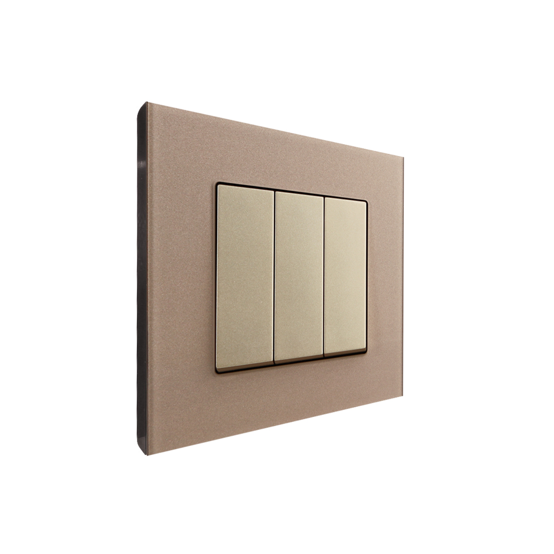3 Gang 2 Way Switch Gold Temp Glass