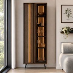 2D Tall Display Cabinet - Dark Wood