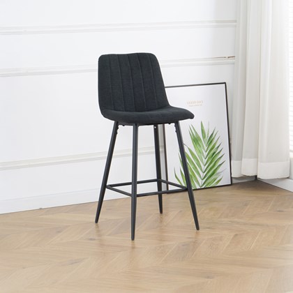 Bar Stool Black Fabric With Black Legs