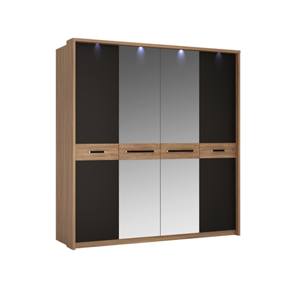 4 Doors Wardrobe – Stirling Oak & Black Matt