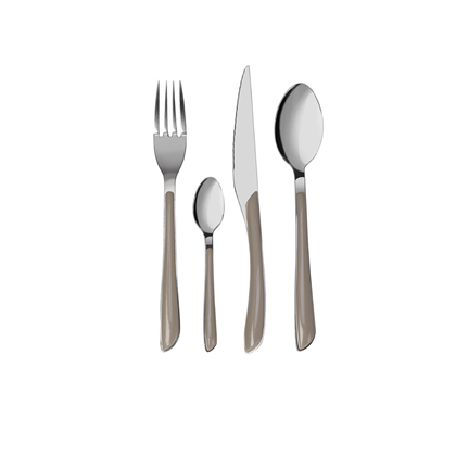 Cutlery Set Stainless Steel/Hazelnut Brown Handles – 24Pcs
