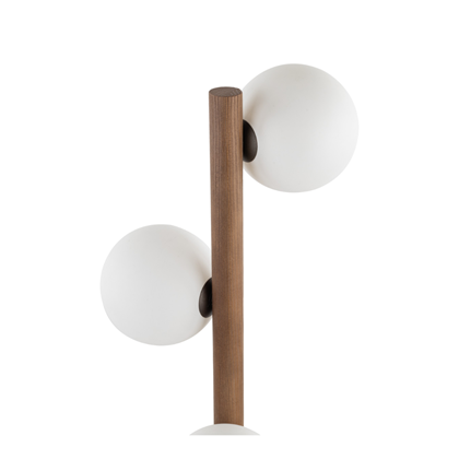 Floor Lamp 3 Lights Round White/Nut