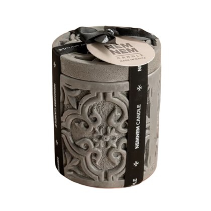 Heart Tile Small Cylinder Candle Jar - Gray oud Black
