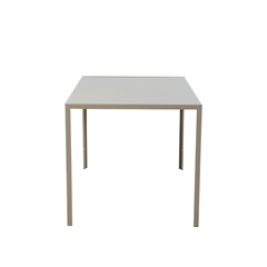 Dining Table – Tempered Glass & Beige Metal