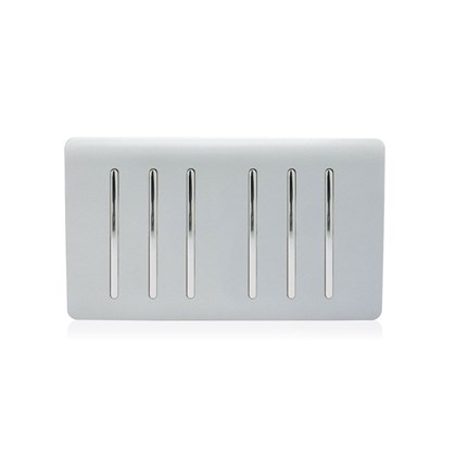 Trendi Switch 6 Gang 2 Way Double Plate Silver