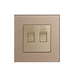 2 Gang PC Outlet Gold Temp Glass
