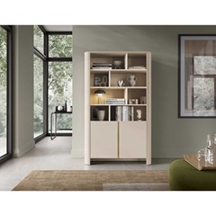 Bookshelf 4 Shelf & 2 Doors - Cashmere