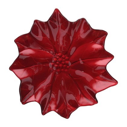Large Serving Plate 37 Cm Red Star Red Glass