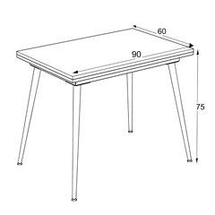 Dining Table Ext 90- 120 x60x75cm