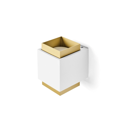 Square Dual-Light Wall Lamp – White & Gold Finish