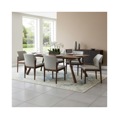 Walnut Table With Dining Chair – Grey & Walnut