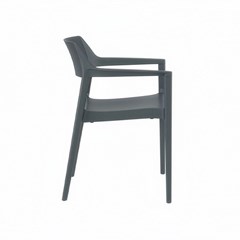 Modern Stackable Plastic Armchair – Dark Grey
