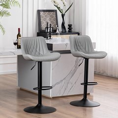 Grey Barstool – Matt Black Base