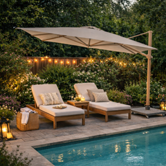 Premium Side Pole Umbrella 300x300cm – Latte frame Sand