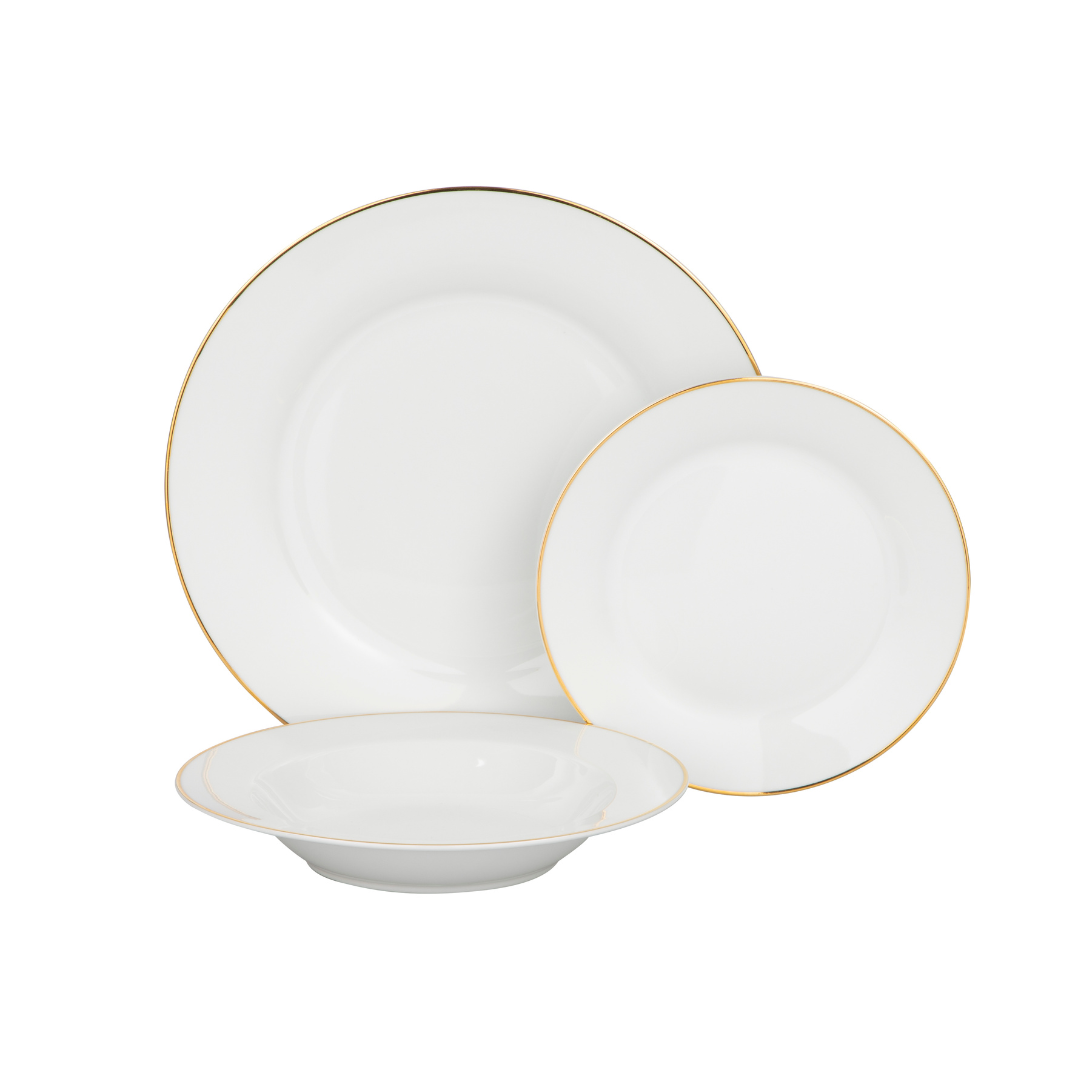 18 Piece Dinner Set – Gold Rim