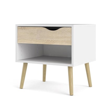 Oslo Nightstand 1 Drawer White & Oak