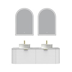 Bathroom Vanity Unit Matt White 150x41cm - White Porcelain Slab (5B)