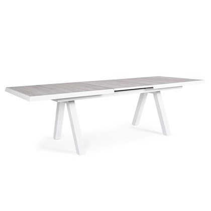 White Extendable Table 10 Seats - 205-265x103cm