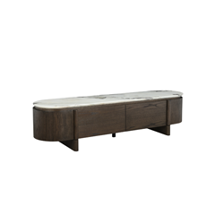 TV Stand – Ceramic Marble Effect & White Oak Veneer